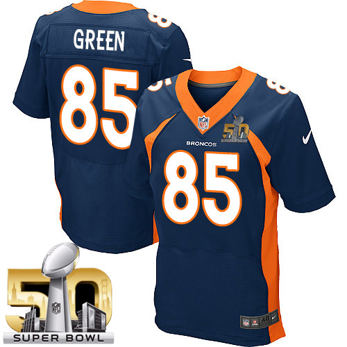 Men's Elite Virgil Green Super Bowl L Nike Jersey Navy Blue Alternate - #85 NFL Denver Broncos